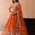 Orange- Tissue Sequinned with Zari Embroidered Semi-Stitched Lehenga & Unstitched Blouse With Dupatta