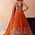 Orange- Tissue Sequinned with Zari Embroidered Semi-Stitched Lehenga & Unstitched Blouse With Dupatta