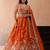 Orange- Tissue Sequinned with Zari Embroidered Semi-Stitched Lehenga & Unstitched Blouse With Dupatta