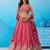 Pink- Tissue Beads & Sequins Embroidered Semi-Stitched Lehenga & Unstitched Blouse With Dupatta