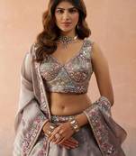 Lavender- Tissue Sequinned with Zarkan Embroidered Semi-Stitched Lehenga & Unstitched Blouse With Dupatta