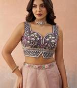 Purple- Net Sequins Embroidered Omber Purple and Mauve Semi-Stitched Lehenga choli & Dupatta