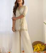 White wrap style kurta set