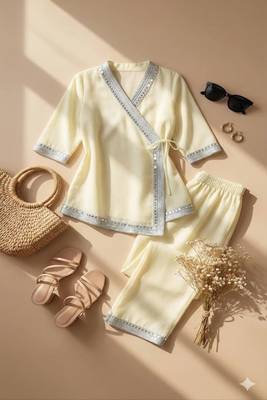 White wrap style kurta set 3