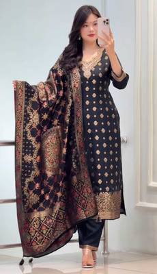 Black embroidered banarasi suit 2