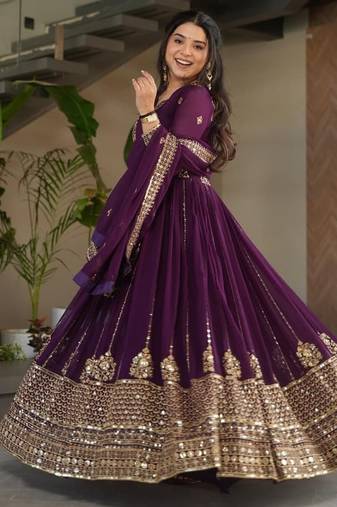 purple designer anarkali