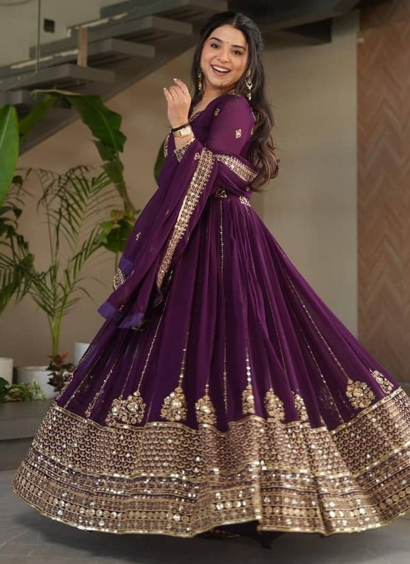 purple designer anarkali