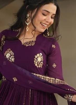purple designer anarkali 3
