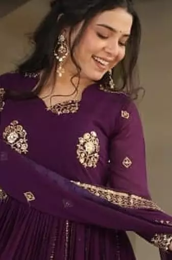 purple designer anarkali