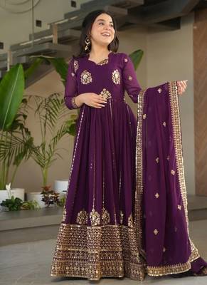 purple designer anarkali 4
