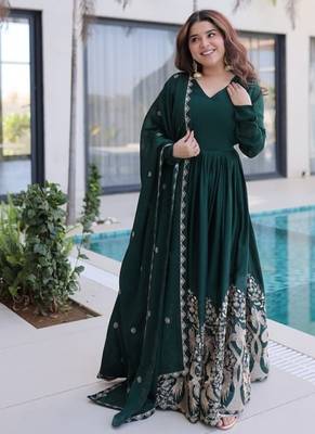 Dark green designer anarkali 2