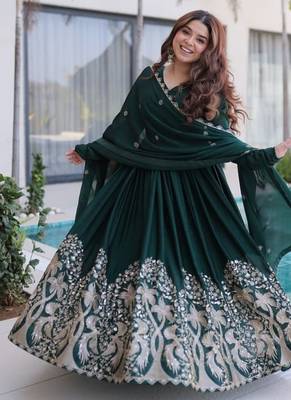 Dark green designer anarkali 1