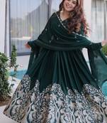 Dark green designer anarkali