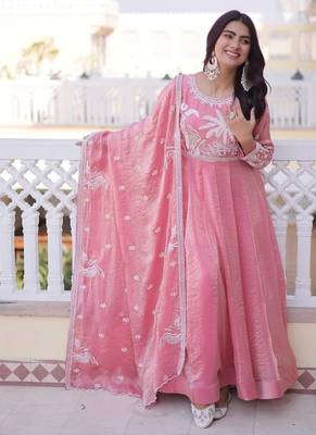 Pink anarkali suit 2