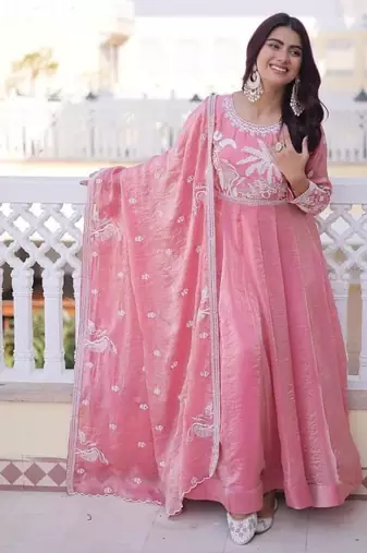Pink anarkali suit