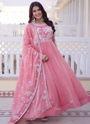 Pink anarkali suit 1