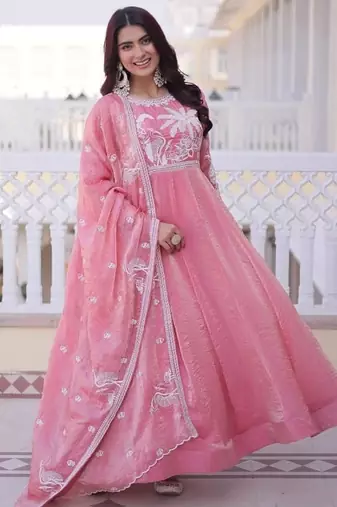 Pink anarkali suit