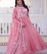 Pink anarkali suit