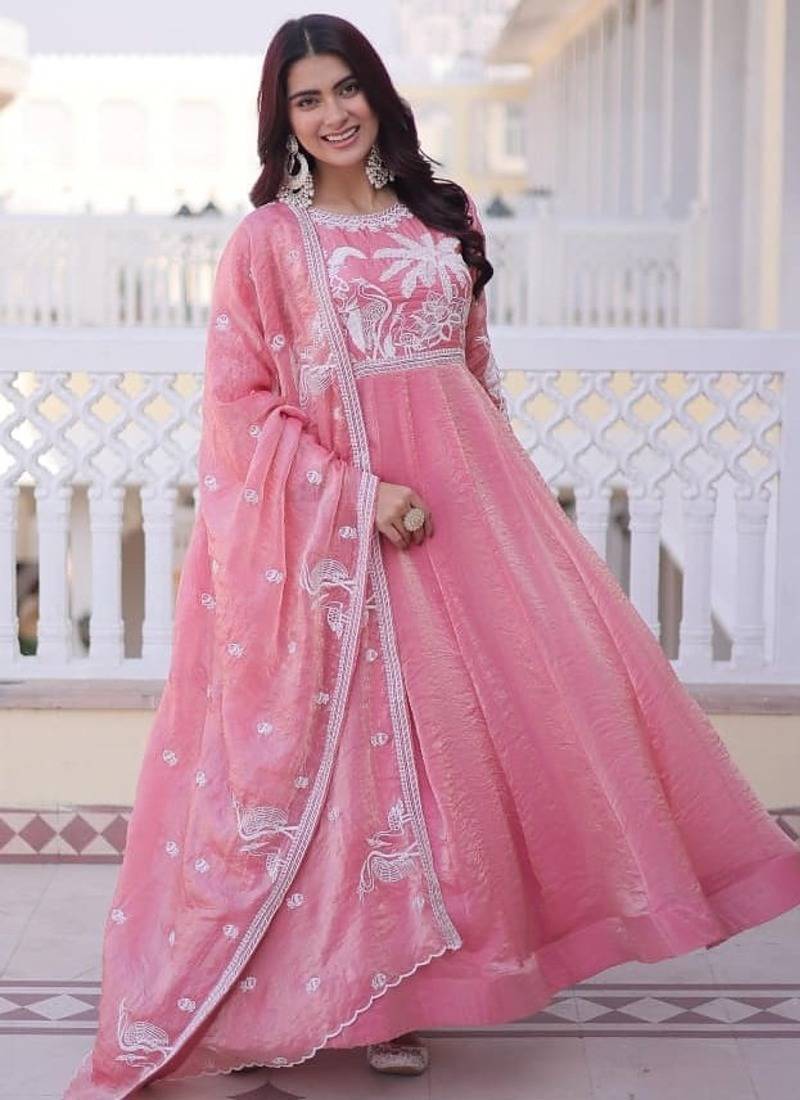 Pink anarkali suit