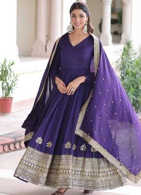 Purple anarkali gown 1