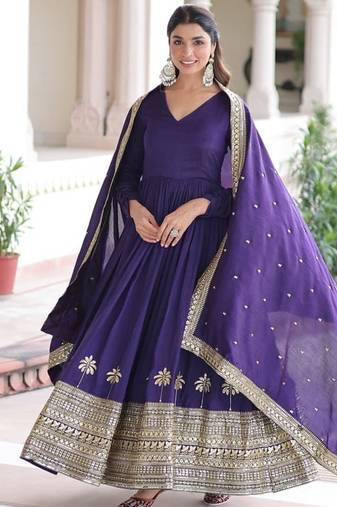 Purple anarkali gown