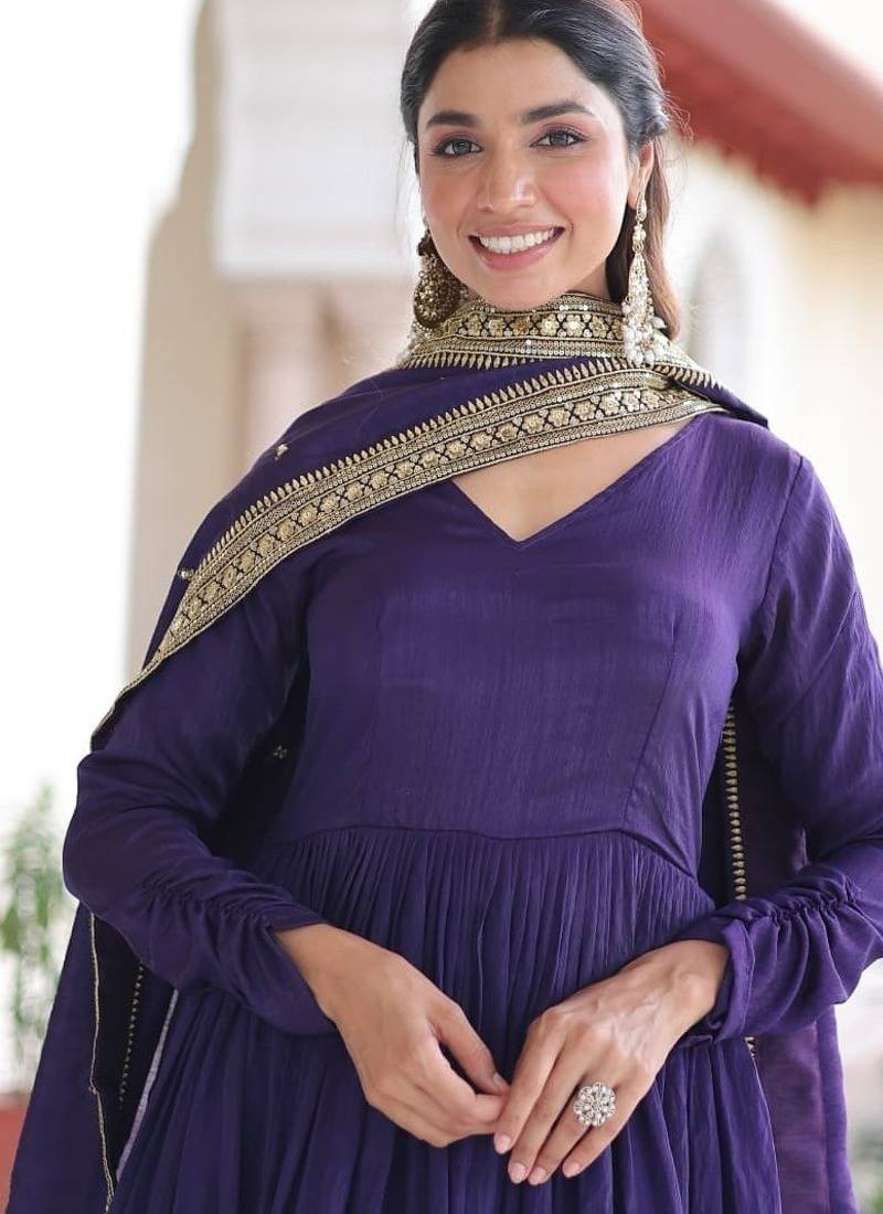 Purple anarkali gown