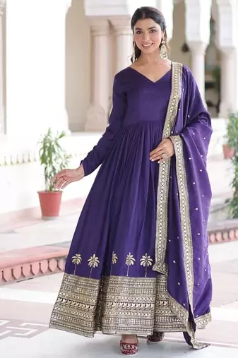 Purple anarkali gown
