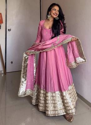 Pink anarkali dress 1