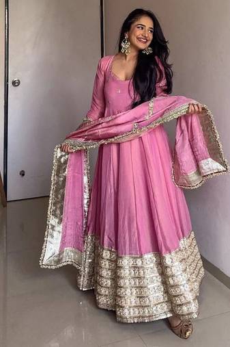 Pink anarkali dress