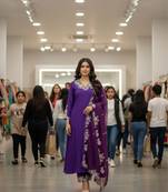 Purple embroidered kurta set