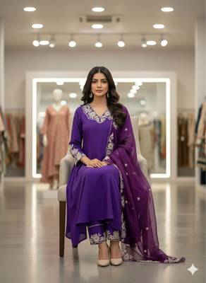 Purple embroidered kurta set 4