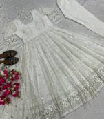 White anarkali dress