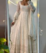 White anarkali dress