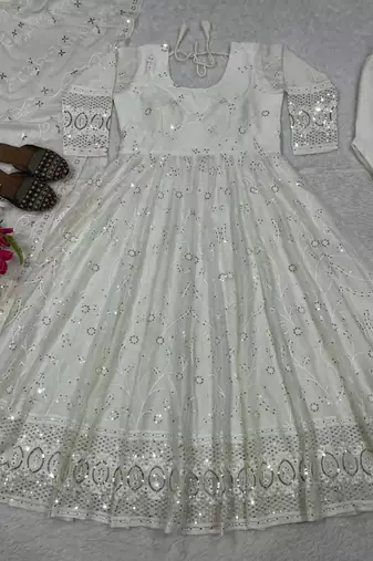 White anarkali dress