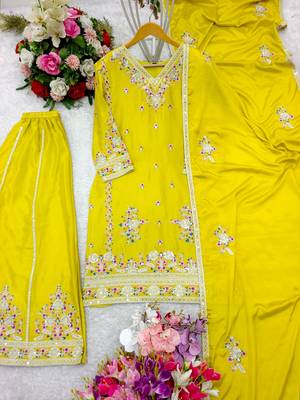 Yellow floral kurta sharara set 2