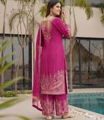Rani-pink embroidered kurta set