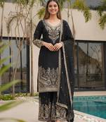 Black embroidered kurta set