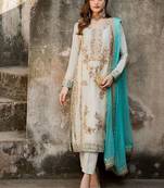 White embroidered suit set