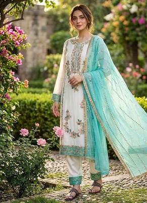 White embroidered suit set 2