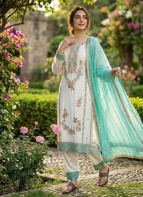 White embroidered suit set 3