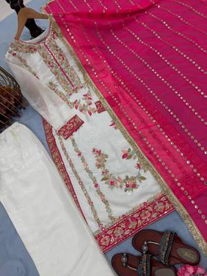 White embroidered suit set 4