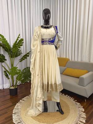 Cream anarkali suit 1