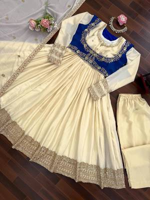 Cream anarkali suit 2