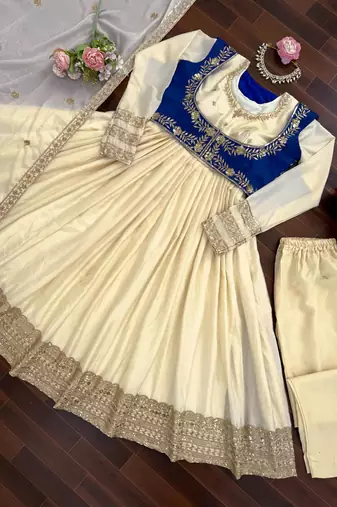 Cream anarkali suit