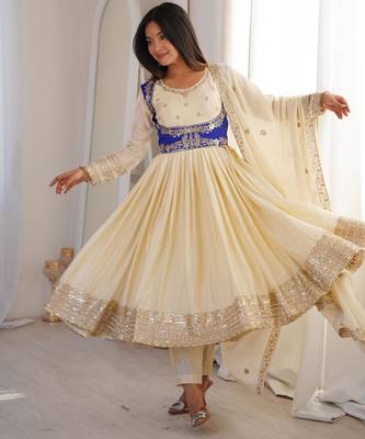 Cream anarkali suit 3