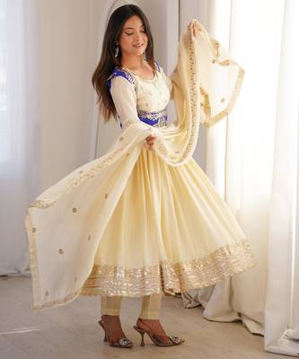 Cream anarkali suit 4