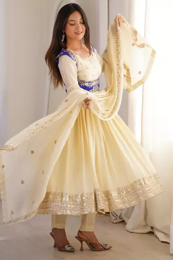 Cream anarkali suit