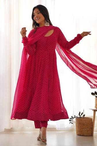Dark-pink designer kurta set