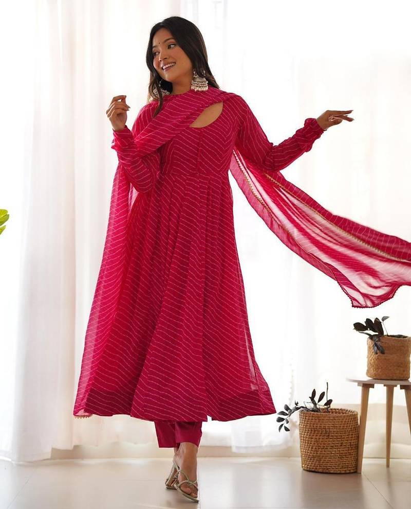 Dark-pink designer kurta set