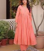 Peach floral ethnic dress